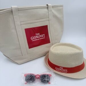 THE GLENLIVET CARIBBEAN RESERVE Gift Set! Tote Bag, Fedora Hat, Sunglasses! NEW!